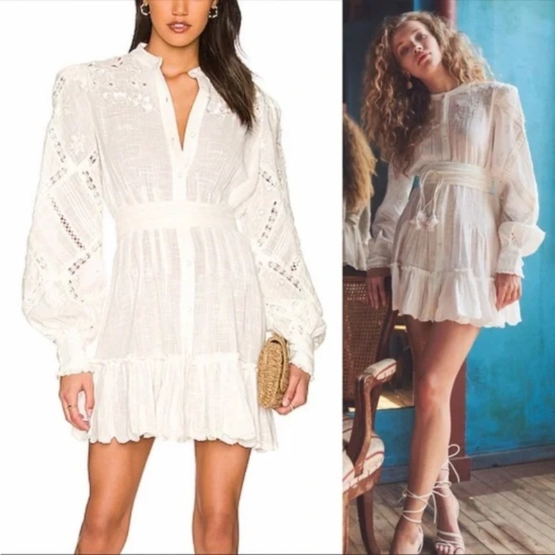 Hemant & Nandita Ruby Mini Dress Embroidered In White Cream Size Small